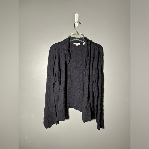 Vince Smocked Long-Sleeve Button-Front Shirt Size XL - Picture 3 of 7